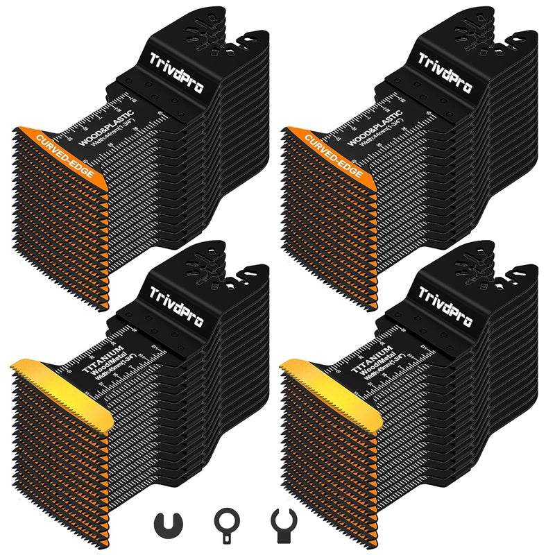 TrivdPro Oscillating Tool Blade Multitool Blades - 60pcs Multi Tool Blades Kits Oscillating Saw Blades for Metal Wood Plastic Fits Dewalt Milwaukee Ryobi Fein Bosch - Image 1